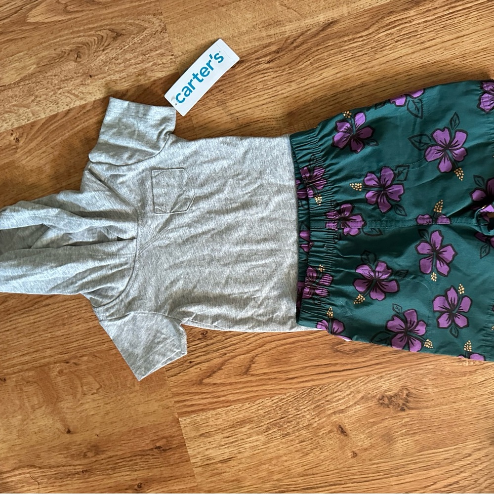 Carter's Purple and Green Floral Baby Pants